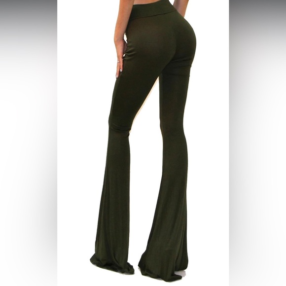 High waist Dark Green flared Pants - Picture 7 of 7